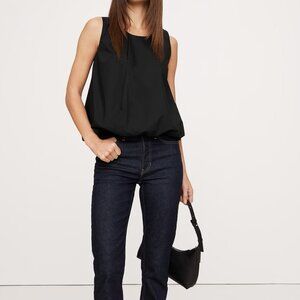 NWT! Banana Republic Black Cotton Poplin Relaxed Bubble Summer Tank Top XXL